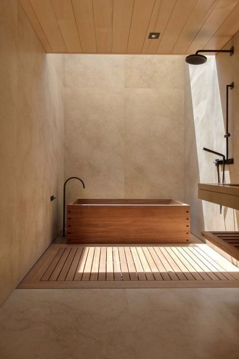 Blasco — thedesignwalker:   Wood bathroom Design Interior Baie, Japanese Bathroom, Decor Baie, Coastal Style Decorating, Colorful Kitchen Decor, Neutral Furniture, Latest Interior Design Trends, Wooden Bath, Interior Design Per La Casa