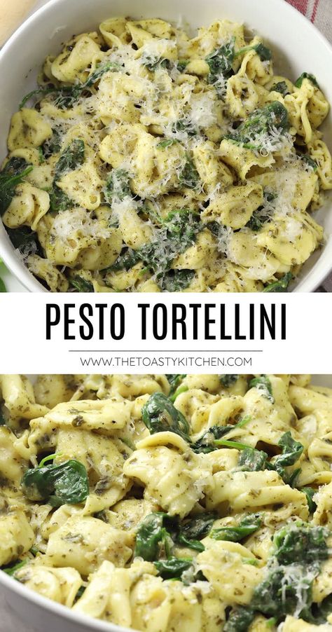 Wellness Girly, Pesto Tortellini, Pesto Pasta Recipes, Tortellini Recipes, Green Recipes, Pasta Dinners, Pasta Dinner Recipes, Fresh Spinach, Cheese Tortellini