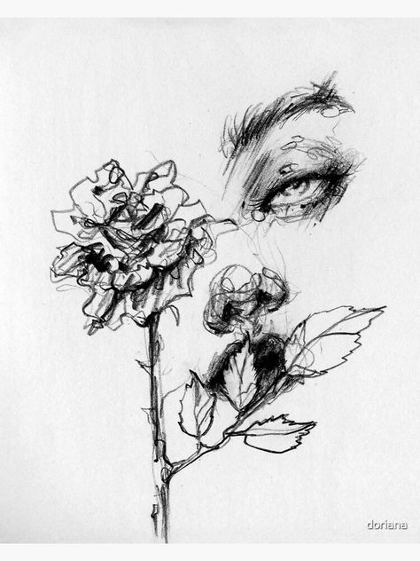 "Black" Art Print by doriana | Redbubble #pencildrawing #drawing #tattoodesign #tattoo #blackandwhite #portrait Breathe Art, Art Sketch Ideas, Still Life Sketch, Face Art Drawing, Ink Pen Art, Gcse Art Sketchbook, Abstract Face Art, Sketchbook Drawings, Charcoal Art