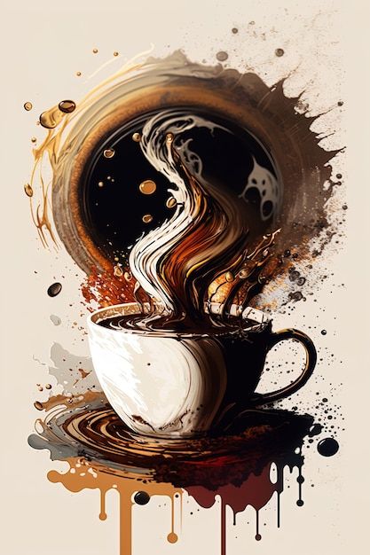 Images Pop Art, Seni Mural, Coffee Art Painting, Coffee Artwork, Coffee Art Print, Coffee Cup Art, Buddha Art Painting, Coffee Wall Art, Coffee Drawing