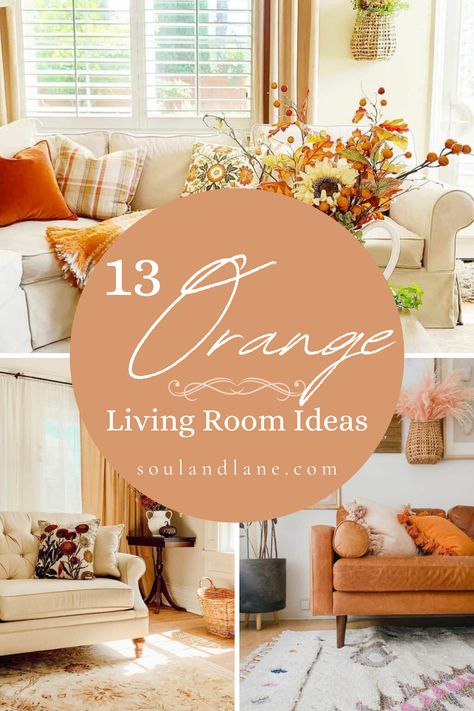 Ignite your living space with the warmth and energy of vibrant visions, featuring outstanding orange living room ideas. Start by introducing a bold, orange accent wall to serve as a dynamic backdrop for your decor. Pair it with neutral furniture pieces to balance the intensity and highlight the cheerful hue. Accessorize with throw pillows, rugs, and curtains in varying shades of orange, from terracotta to tangerine, adding depth and dimension. Incorporate natural wood elements and greenery to so Orange Living Room Decor Ideas, Orange Living Room Ideas, Orange Living Room Decor, Orange Accent Wall, Orange Accent Walls, Fall Coffee Table Decor, Orange Living Room, White Accent Pillow, Cozy Living Room Design