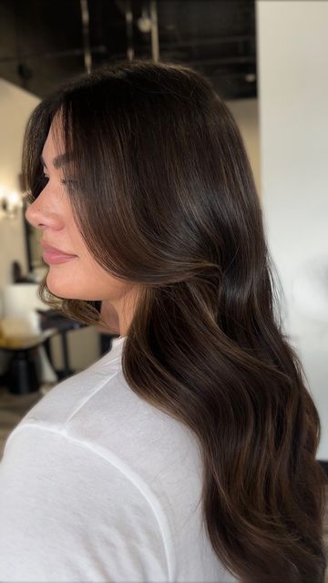 Abigail Lacey on Instagram: "Teddy Bear Brunette 🐻 There’s nothing more satisfying than fresh, glossy color this time of year. Many brunettes feel like they can’t achieve dimension without having to get a heavy highlight or add tons of “blonde” to their hair, but this simply isn’t true! You have options that still allow you to switch it up-without being too high maintenance. Even with your hair extensions! You can also achieve that same natural looking dimension within your hair extensions at Elle Society due to our signature customization process. Learn more and get the look via link in bio! . . . #troutdalehairsalon #portland #troutdaleoregon #portlandhairstlylist #portlandhairsalon #portlandstylist #happyvalley #happyvalleyoregon #happyvalleyhairstylist #happyvalleyhair #happ Chocolate Dimension Hair, Natural Brown Hair With Dimension, Subtle Brunette Dimension, Teddy Bear Highlights, Natural Dimensional Brunette, Fine Brunette Hair, Dark Brunette With Dimension, Brown Hair With Deminsions, Teddy Bear Hair Color