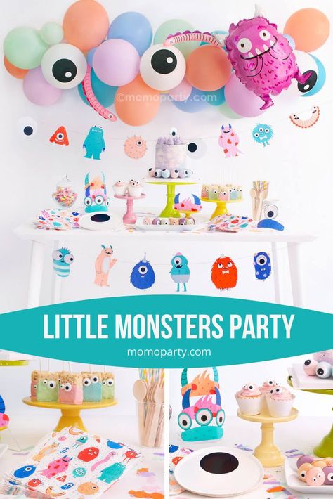 Monster Themed Birthday, Toddler Birthday Themes, Shared Birthday Parties, Toddler Birthday Party Themes, Little Monster Party, Monster First Birthday, Themed Birthday Party Ideas, 1st Birthday Celebration, Halloween First Birthday