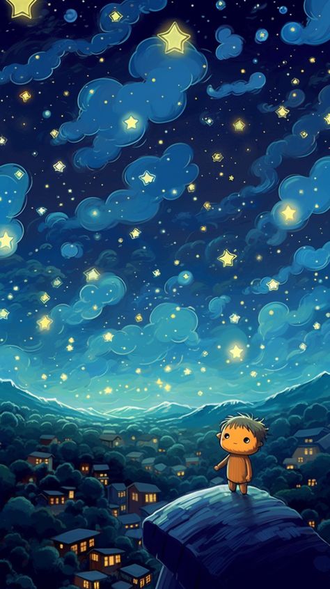 Night Sky Phone Wallpaper, Sky Phone Wallpaper, Night Sky Drawing, Starry Night Wallpaper, Chill Aesthetic, Aesthetic Profile Picture Cartoon Soft, Van Gogh's Starry Night, Stary Night, Night Clouds