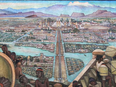 Mexico+City+/+Tenochtitlan,+capital+city+of+the+great+Aztec+Empire Aztec City, Ancient Mexico, Aztec Civilization, Aztec Empire, Ancient Aztecs, Aztec Culture, Aztec Art, Diego Rivera, México City