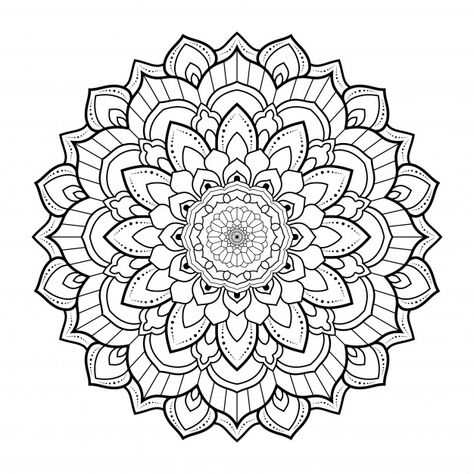 Mandala Outline, Ornamental Mandala, Geometric Mandala Tattoo, Mandala Background, Image Svg, Pattern Black And White, Geometric Mandala, Line Art Vector, Detailed Coloring Pages