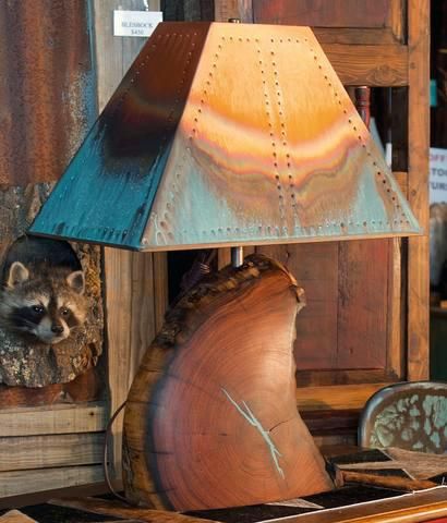 Turquoise Inlaid Wood Base Lamp