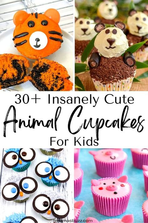 These are the best animal cupcake ideas if you're looking for cute baking projects, cupcake decorating ideas or kids birthday cupcakes! You've got to see them all.   You can make such cute and funny cupcakes with an animal themed design! Try making these cute animal cupcakes for your next kids birthday party or baby shower. Animal Cupcake Ideas, Animal Cupcakes For Kids, Cute Animal Cupcakes, Animal Cupcakes Easy, Paw Cupcakes, Easy Kids Birthday Cakes, Polar Bear Cupcake, Easter Chicks Cupcakes, Lion Cupcakes