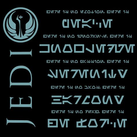 Jedi code written in Aurebesh Bonito, Aurebesh Numbers, Aurebesh Tattoo, Star Wars Aurebesh, Jedi Tattoo, Star Wars Alphabet, Jedi Code, Jedi Sith, Alphabet Font