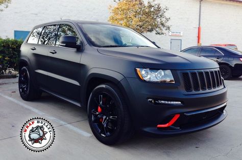 Car Matte Black, Jeep Compass Accessories, Jeep Grand Cherokee Trackhawk, Srt8 Jeep, Srt Jeep, Jeep Usa, Matte Black Wrap, Jeep Wk, Jeep Srt8