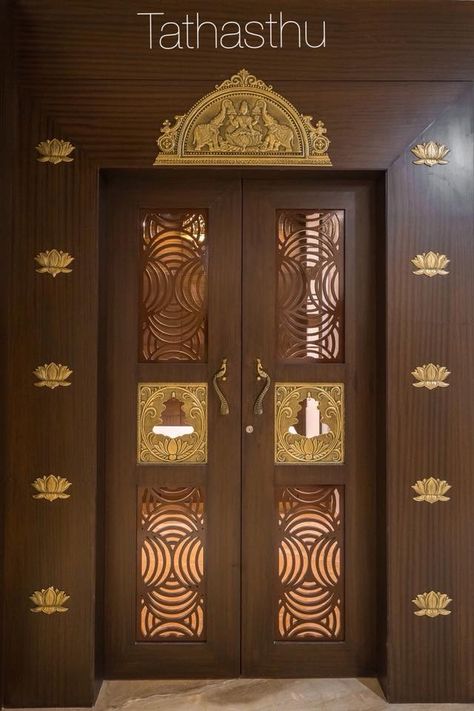 Devghar doors Devghar Door Design, Pooja Ghar Door Design, Poja Room Door Design, Puja Room Door Design, Devghar Design, Pooja Room Door, Tor Design, Pooja Door Design, Front Door Design Wood