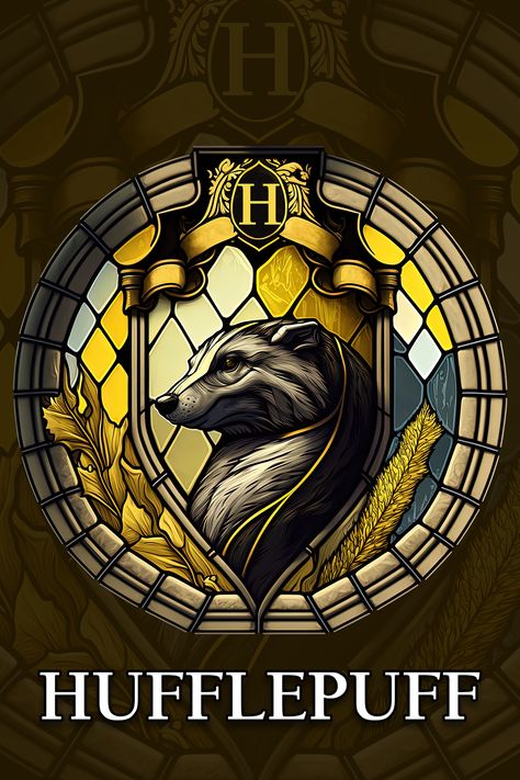 Fanart of the Hufflepuff house crest from the Hogwarts school. Inspired by the J.K. Rowling novels, Hogwarts Legacy video game, and H. Potter movies. Available on all sorts of t-shirts, hoodies, notebooks, mugs, stickers, phonecases, etc. #Hufflepuff #hogwarts #legacy #crest #hogwartslegacy Harry Potter House Color Palette, Hufflepuff House Crest, Hufflepuff Shirt Ideas, Harry Potter Hufflepuff Wallpaper, Harry Potter Hufflepuff Aesthetic, Hufflepuff Fanart, Hogwarts Legacy Hufflepuff, Hogwarts Legacy Wallpaper, Quidditch Hufflepuff