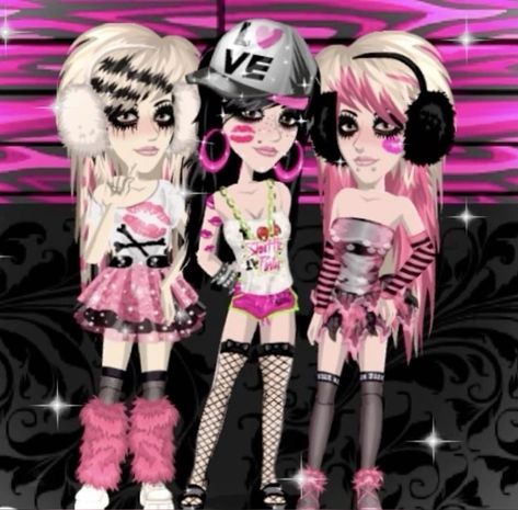 #moviestarplanet #2000s Pink And Black Outfits, 2010 Emo, 2000s Scene, Scene Core, 2010s Nostalgia, Scene Aesthetic, Scene Queens, Scene Outfits, Emo Art