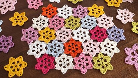 DIY Tutorial CROCHET EASY Motif PART 2 How to join motifs #crochet #crochetflower #color #colorfulcrochet #freecrochet #freecrochetpatterns #crochetbaby #crochetblanket #crochetbabyblanket #crochetdoily #crochettablecloth #crochetstar #crochetflowers Joining Crochet Motifs, Crochet Flower Pattern, Crochet Easy, Crochet Stars, Crochet And Knitting, Tutorial Crochet, Crochet Tablecloth, Crochet Flower Patterns, Crochet Flower