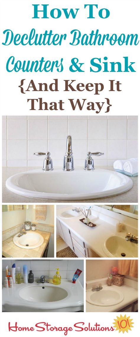 How to declutter your bathroom sink and counter, and then develop the daily habit to keep it cleared off from now on {on Home Storage Solutions 101} Declutter Bathroom Counter, Declutter Help, Declutter Bathroom, Organizing Clutter, Bathroom Counter Organization, Counter Clutter, Counter Organization, Household Management, How To Declutter