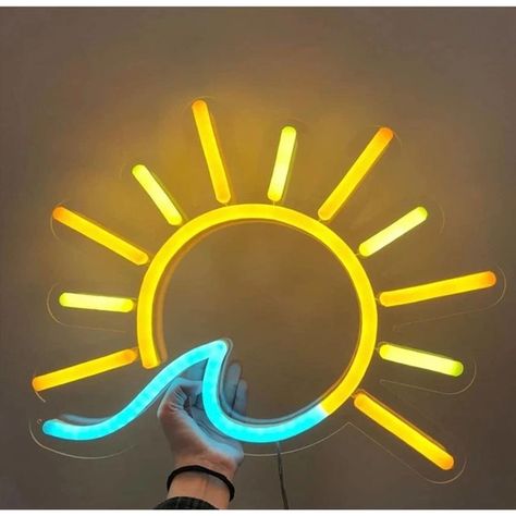 Vivid Bright Tropical Ocean Wave Sunrise LED Night Light Room Wall Decoration Seni Dan Kraf, Can Light, Neon Sign Bedroom, Neon Design, Cute Bedroom Decor, Neon Led, Neon Art, Sign Lighting, Room Makeover Inspiration