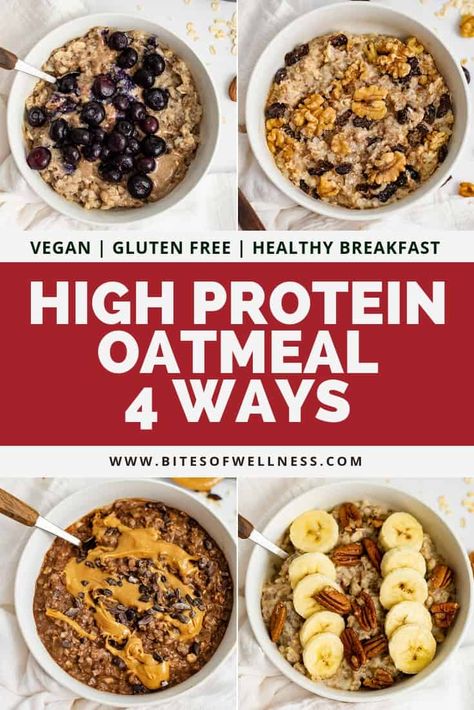 High Protein Oatmeal | 4 Ways Protein Oatmeal Recipes, High Protein Oatmeal, 20 Grams Of Protein, Viral Recipes, Protein Recipe, Healthy Oatmeal Recipes, Protein Oatmeal, Breakfast Oatmeal, Breakfast Oatmeal Recipes