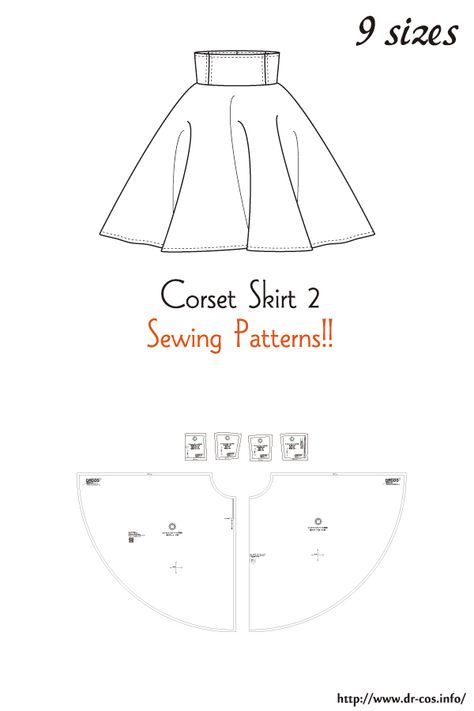 This is the pattern of a Corset Skirt 2. cm size(A4 size) Children's-100,120,140/Ladies'-S,M,L,LL/Men's-L,LL Corset Skirt Sewing Pattern, Skirt Templates Patterns, Sewing Inspo Free Pattern, Pattern Skirt Sewing, One Piece Sewing Pattern, Barbie Skirt Pattern, Free Sewing Patterns Skirt, Dress Templates Sewing, Cosplay Sewing Patterns Free