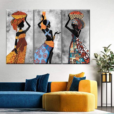 African House, African Wall Art, African Paintings, Art African, Business Decor, Girls Wall Art, Handmade Wall Art, African Girl, Art Office