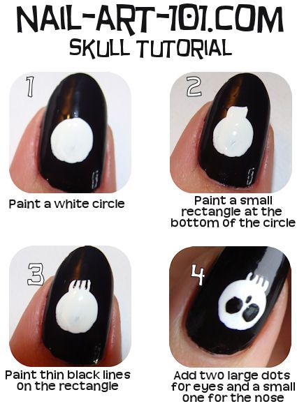 skull tutorial ~ these are cool! Skull Nail Art, Nailart Tutorial, Nail Art Halloween, Diy Skulls, Skull Nails, Milky Nails, Punk Nails, Grunge Nails, Nagel Inspo