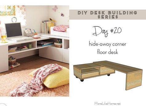 Floor Desk Ideas, Floor Desk, Diy Desk Plans, Woodworking Jig Plans, Woodworking Desk Plans, Desk Dimensions, Woodworking Desk, Desk Plans, Desk Ideas