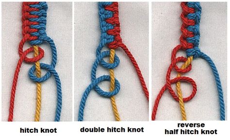 knotted belt How To Do Macrame, Hitch Knot, Half Hitch Knot, Macrame Bracelet Diy, Macrame Knots Tutorial, Knots Tutorial, Pola Gelang, Friendship Bracelets Diy, Macrame Bag