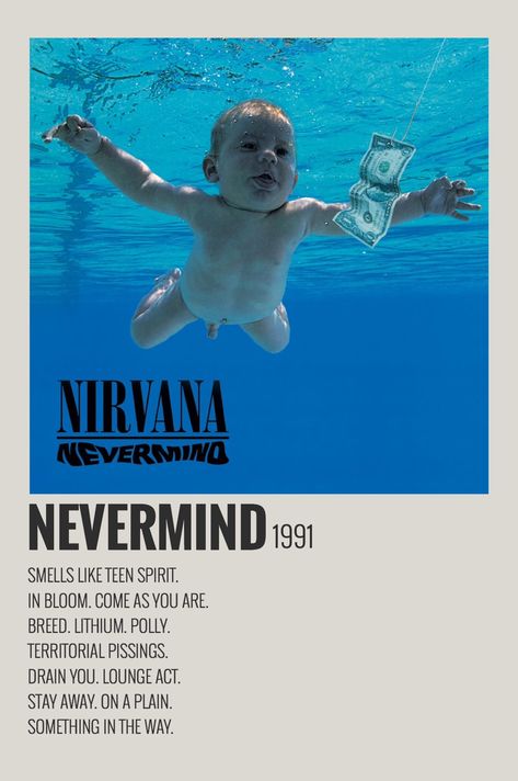Nirvana Album Cover, Nirvana Album, Nirvana Poster, Nirvana Nevermind, Logo Design Agency, Minimalist Music, Music Poster Ideas, Vintage Music Posters, Something In The Way