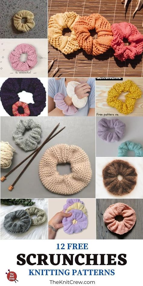 Couture, Knit Scrunchies Free Pattern, Knitted Hair Scrunchies Free Pattern, Knit Scrunchie Free Pattern, Scrunchie Knitting Pattern, Crochet Scrunchie Free Pattern, Easiest Knitting Projects, How To Knit A Scrunchie, Knit Scrunchie Pattern