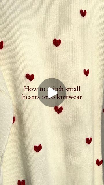 Knotty Bean Stitching Co • Hand-Embroidered Goods on Instagram: "Part 1: Little hearts tutorial! This is a beginner friendly design that you can practice on a garment that’s already in your closet. Just in time for Valentine’s Day! ❤️ 🪡 #embroiderydiy #handembroidery #tutorial #embroiderytutorial #handstitching #handstitched #fortworth #fortworthmaker #reeltutorial #diytutorial #valentinescraft #valentinesdiy #valentinesday" Tela, Couture, Cute Embroidery Ideas For Beginners, Small Heart Embroidery Tutorial, Heart Stiching Sewing, Tshirt Hand Embroidery Ideas, Sewing Hearts Ideas, Embroidery Stitches Heart, Hearts Embroidery Designs