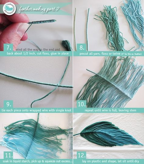 Learn how to make these DIY Handmade Feathers from yarn,  embroidery floss, bakers twine or even jute! #diycraftproject #craft #diycraftideas Yarn Crafts, Diy Artwork, Diy Dekor, Tutorial Diy, Macrame Diy, Diy Projects To Try, Embroidery Floss, Pom Poms, Diy Art