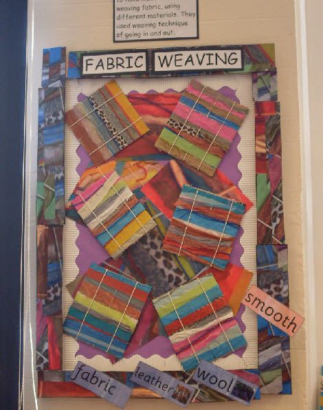 Fabric weaving classroom display photo - Photo gallery - SparkleBox Primary School Displays, School Display, Fabric Weaving, Textiles Art, Traditional Tales, Art Assignments, Art Lessons Middle School, Textiles Projects, School Displays