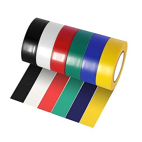 【Six-color Electrical Tape】You can choose different colors of tape according to your preferences or the object to be pasted, which will not only be more visually prominent, but also form a uniformity to prevent confusion. 【Durable & Waterproof】Electric tape can be used indoors and outdoors because the materials used are high-quality waterproof PVC and viscous rubber Resin. Insulation, Wire Projects, Electrical Tape, Strong Adhesive, Diy Tools, Color Mixing, Different Colors, Rolls, Electricity