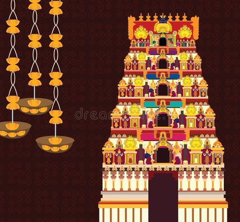 Hindu Temple on Pattern Background Stock Vector - Illustration of detailed, decoration: 105158204 South Indian Temple Illustration, Statues Illustration, Indian Illustration, Temple Architecture, Indian Temple, Hindu Temple, Pattern Background, Wedding Templates, Girly Photography
