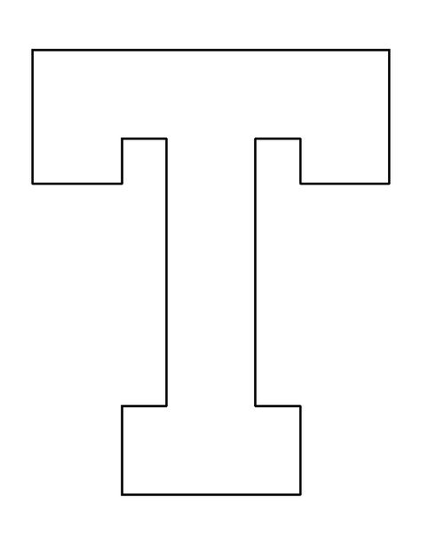 Letter T pattern. Use the printable outline for crafts, creating stencils, scrapbooking, and more. Free PDF template to download and print at http://patternuniverse.com/download/letter-t-pattern/ Letter T Template Free Printable, Upper Case Alphabet Printables, The Letter T Designs, Letter T Drawing, Letter T Template, Letter T Printable, Letter I Template, Letter T Crafts, Letter Stencils To Print