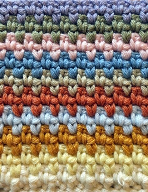 Stripes Crochet Blanket, Knit Linen Stitch, Linen Stitch Crochet, Striped Crochet Blanket, Crochet 101, Blanket Craft, Crochet Afghan Patterns Free, Crochet Stitches Unique, Crochet Stitches For Blankets