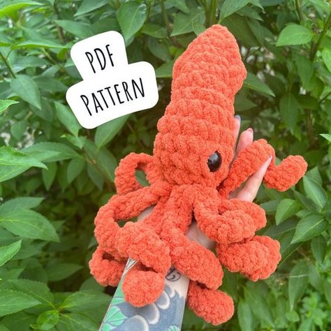 No Sew Squid Crochet Pattern, No Sew Amigurumi Instructions, Animal Pattern, Kraken Amigurumi Pattern, Cute Gift Crochet toys patterns free amigurumi #crochettoyspatternsfreeamigurumi #crochet #crochettoy #crochetpattern #crochetpatterns 1.533 Simple Crochet Plush Pattern, Sea Slug Crochet Pattern, Free Funny Crochet Patterns, Catfish Crochet, Free Easy Amigurumi Patterns, Crochet No Sew Amigurumi, Funny Crochet Patterns, Squid Crochet Pattern, Silly Crochet