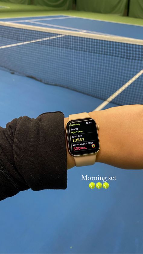 Apple Watch Story Instagram, Apple Watch Workout, Wellness Era, Apple Watch Aesthetic, Apple Watch Fitness, Watch Aesthetic, Tennis Open, Aesthetic Workout, Tennis Aesthetic