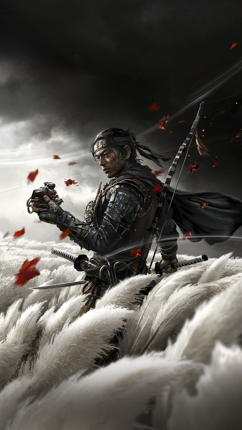 #ghostoftsushima #samurai #japan #japanese #wallpaper Ghost Of Tsushima Wallpaper, 4k Portrait Wallpaper, Geisha Artwork, Blackbird Art, Guerriero Samurai, Japanese Art Samurai, Samurai Japan, Japanese Wallpaper, Samurai Wallpaper