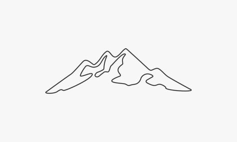 Mountain Line Art Simple, Rocky Mountain Tattoo Simple, River And Mountain Tattoo, Minimal Mountain Painting, One Line Drawing Mountain, Mountain Aesthetic Drawing, Mountain Illustration Simple, Mountain Outline Tattoo, Mountains Line Art