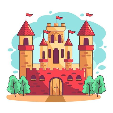 Cartoon Castle Drawing, Castles Paintings, Castle Cartoon, Cartoon Castle, Castle Clipart, Candy Drawing, Castle Vector, Kids Castle, Castle Drawing