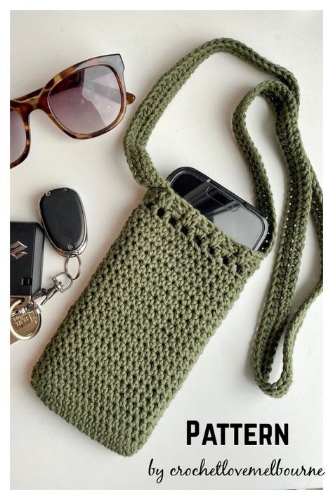 7 Crossbody Phone Bag Crochet Pattern - Page 2 of 2 Crochet Phone Case Pattern Free, Phone Purse Pattern, Crochet Small Bag, Phone Bag Crochet, Phone Bag Pattern, Pochette Portable, Mobile Pouch, Iphone Bag, Crochet Phone Cases