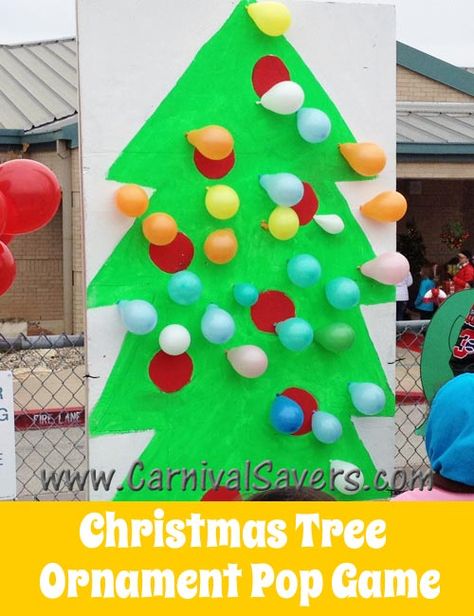 Fun Christmas Carnival Idea - Christmas Tree Balloon Pop! Natal, Winter Festival Ideas, Christmas Festival Ideas, Winter Carnival Ideas, Christmas Fayre Ideas, Winter Party Games, Planning Christmas, Christmas Games To Play, Christmas Fair Ideas