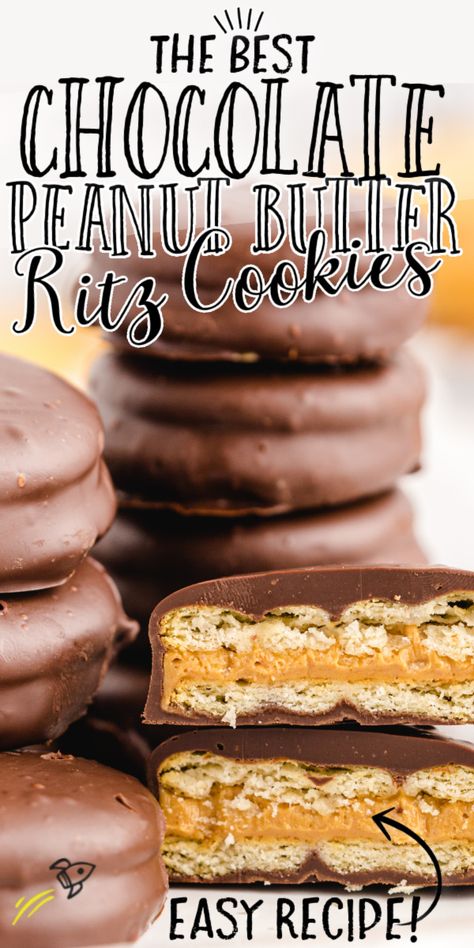 Chocolate Peanut Butter Ritz Cookies Ritz Cookies, Ritz Cracker Recipes, Peanut Butter Crackers, Xmas Baking, Chocolate Covered Cookies, Chocolate Covered Peanuts, Cookies Easy, Christmas Candy Recipes, Cracker Recipes