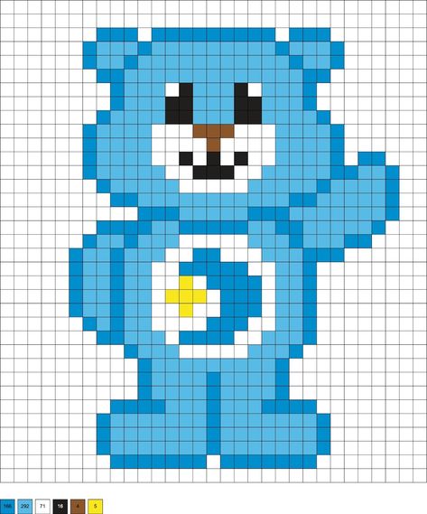 Pixel Art Pattern Care Bears, Ideas For Pixel Art, Care Bear Perler Beads Pattern Small, Perler Care Bear, Care Bears Perler Beads Pattern, Perler Beads Care Bears, Carebear Perler Bead Patterns, Care Bears Pixel Art, Graph Pixel Art