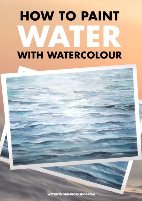 How To Paint Water With Watercolour - Watercolour Workshop Paint Ocean Easy, Watercolor Simple Paintings, Beach Watercolor Tutorial, Watercolour Step By Step, Lake Watercolor Painting, Daily Painting Challenge, How To Paint Water, Watercolour Tutorial, Learn Watercolor Painting