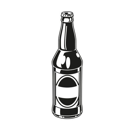 Monochrome Beer Bottle vector illustration. Created for 20 beer designs. 100% vector with editable text. Super for t-shirt and another apparel designs. #beer #bottle #vector #vectorillustration Beer Bottle Tattoo, Beer Bottle Illustration, Beer Artwork, Bottle Vector, Bottle Illustration, Beer Illustration, Tattoo Filler, Bottle Tattoo, Beer Art
