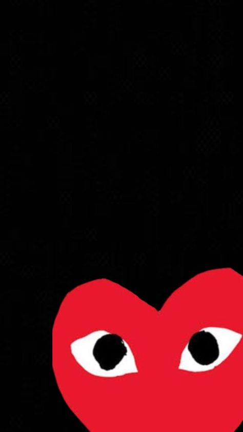 Red Cdg Wallpaper, Comme Des Garcons Logo Wallpaper, Comme Des Garcons Play Wallpaper, Cdg Wallpaper Iphone Wallpapers, Red Kaws, Red Heart With Eyes, Comme Des Garcons Wallpaper, Cdg Logo, Cdg Heart Wallpaper