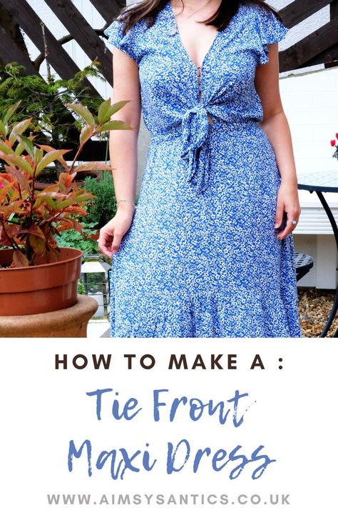 See how to sew a beautiful tie front maxi dress using the Dusky Rose sewing pattern by Made Label. A prefect addition to a me made wardrobe. Tie Dress Pattern, Rose Sewing, How To Make A Tie, Romper Sewing Pattern, Make A Tie, How To Make Labels, Dress Patterns Free, Tie Front Dress, Frill Sleeves