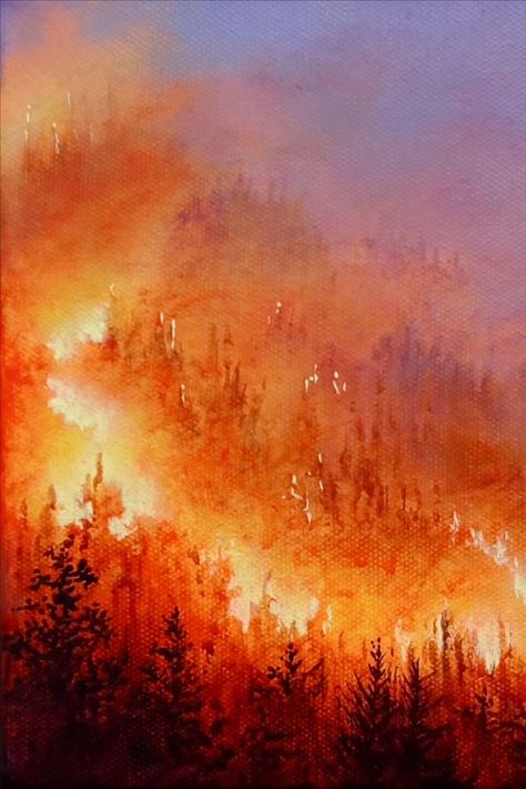 Ignite original artwork | Wildfire abstract acrylic painting on canvas | Landscape forest | Red and Purple | Wall Hanging | Bright wall art