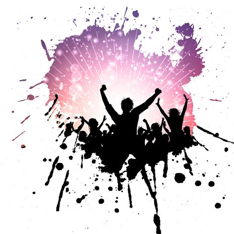 Party Silhouette, Grunge Party, Sillouette Art, Party Crowd, Black And White Effect, Wave Drawing, Dibujo Simple, Birthday Background Images, Silhouette People